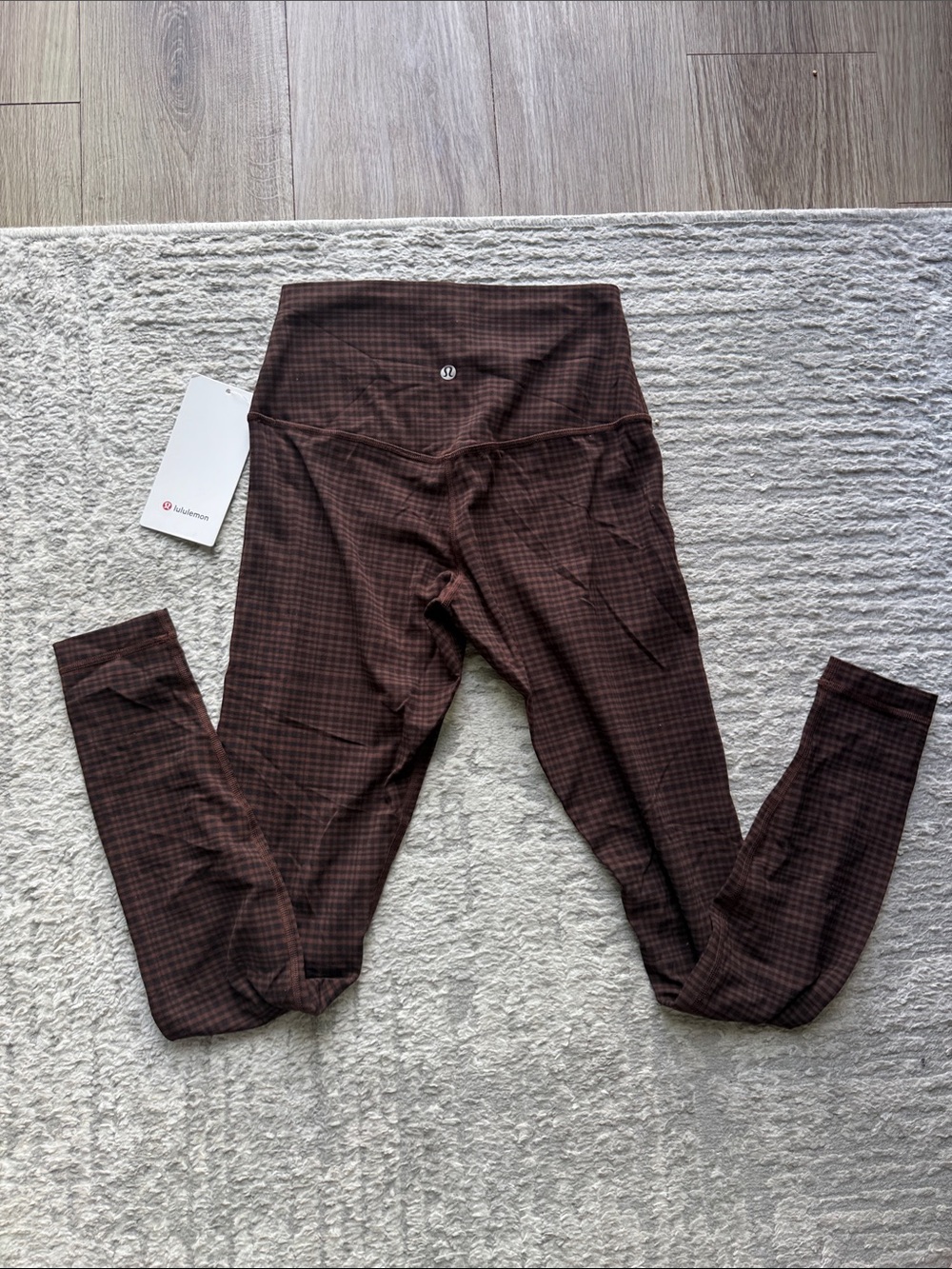 NWT Lululemon Align HR Pant Leggings 28”, Brown Houndstooth, 6